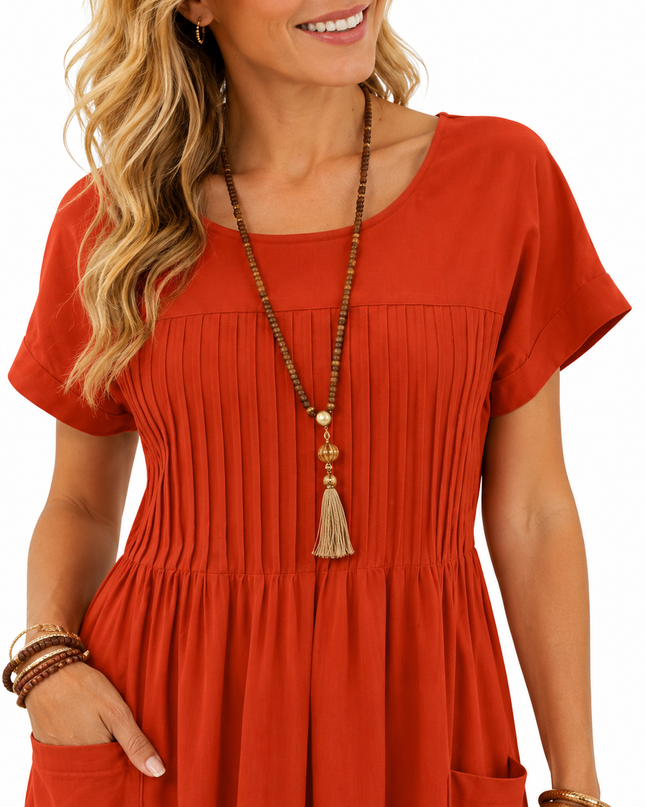 Women’s Pintuck Pocket Midi Dress