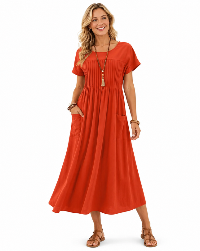 Women’s Pintuck Pocket Midi Dress