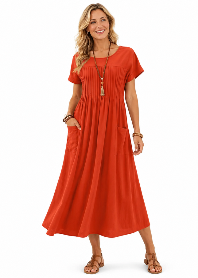 Women’s Pintuck Pocket Midi Dress