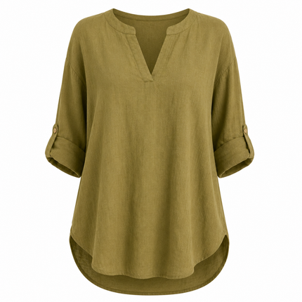 Women’s Split Neck Linen Top