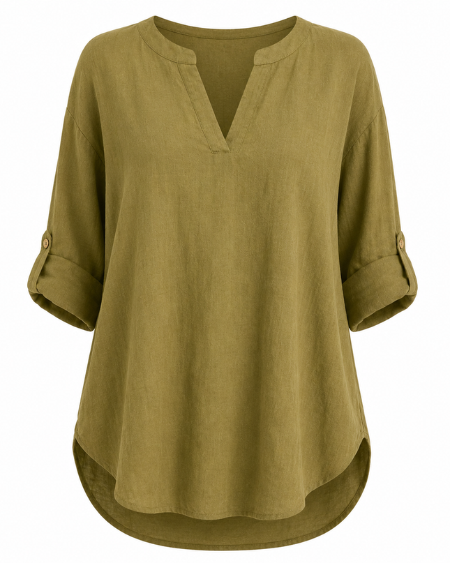 Women’s Split Neck Linen Top