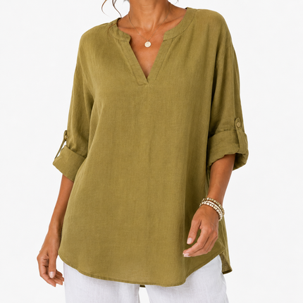 Women’s Split Neck Linen Top