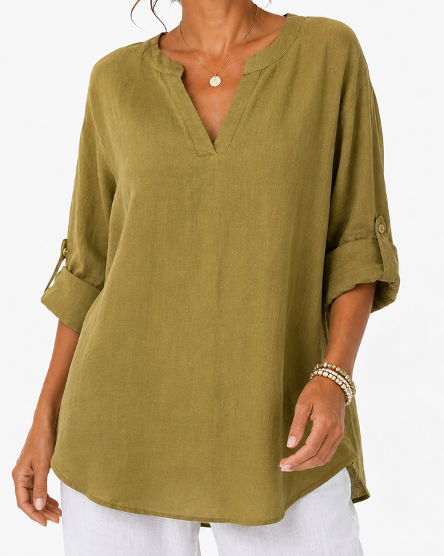 Women’s Split Neck Linen Top