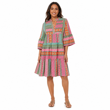 Women’s Tiered Geometric Print Midi Dress